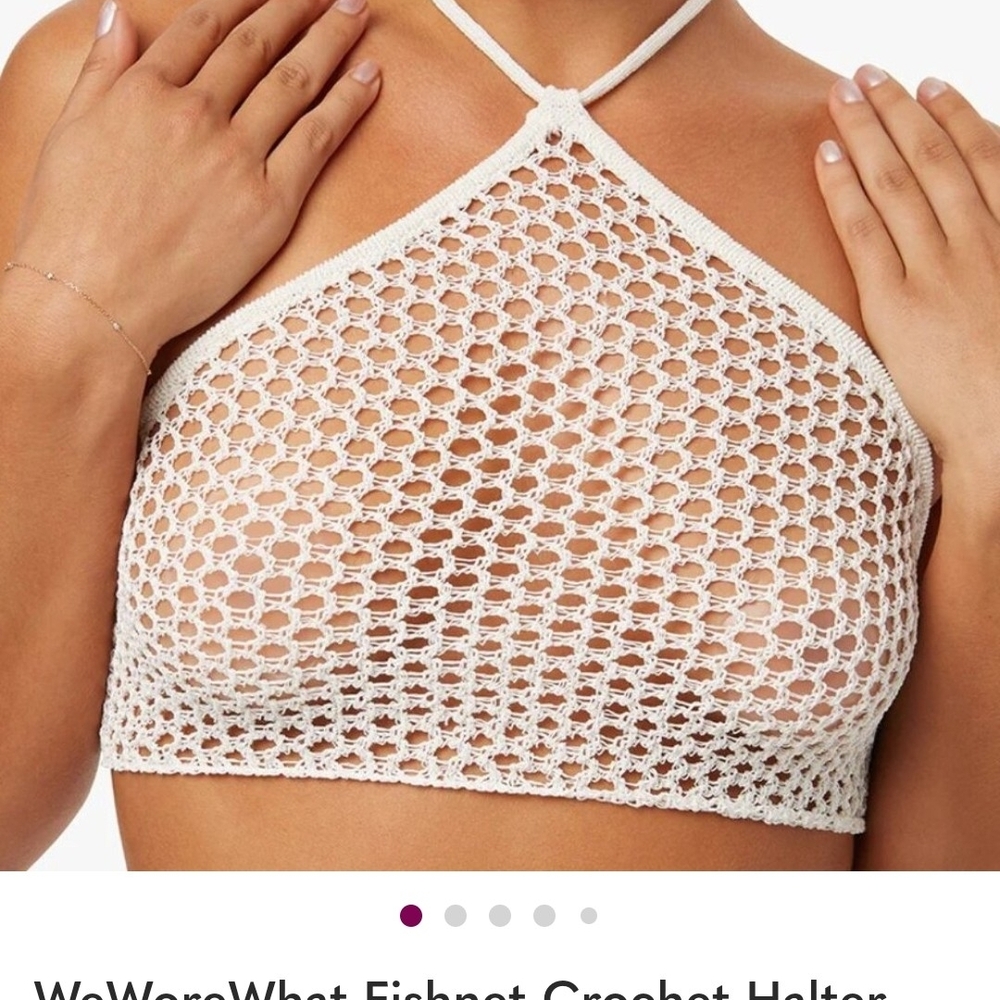 WeWoreWhat Boho Crochet Festival Halter Cream Cottagecore Bralette
